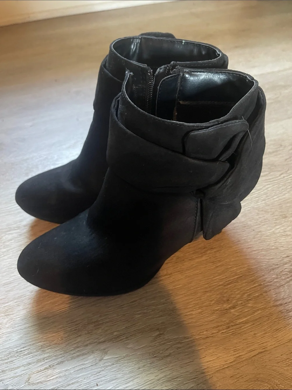 Women’s Black Ankle Boots - Suede Zip Booties